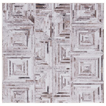 Safavieh 6 x 6 ft. Faux Hide Beige & Brown Power Loomed Square Area Rug FAH549A-6SQ